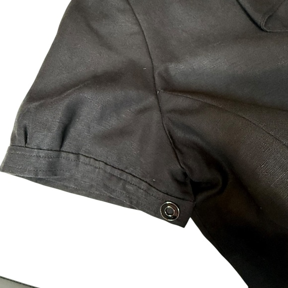 Tahari Arthur S Levine Sz 18 Career Wear Black Belted Short Sleeve Blazer Linen - Picture 11 of 14